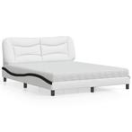 vidaXL Bed met matras Hvar kunstleer wit en zwart 160x200, Overige materialen, Verzenden, Zwart, 200 cm