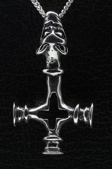 Zilveren Wolven kruis ketting hanger, Sieraden, Tassen en Uiterlijk, Kettinghangers, Verzenden
