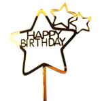Acryl taart topper Happy Birthday Hart of Ster goud, Hobby en Vrije tijd, Taarten en Cupcakes maken, Verzenden, Nieuw, Taarten