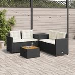 vidaXL Tuinbank met tafel en kussens L-vormig poly rattan, Tuin en Terras, Verzenden, Nieuw, Rotan