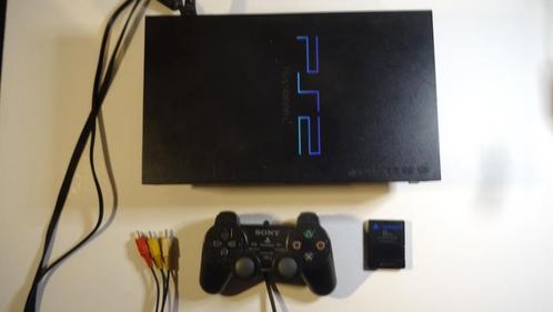 PS2 phat zwart met garantie, controller en memory card, Spelcomputers en Games, Spelcomputers | Sony PlayStation 2, Met 1 controller
