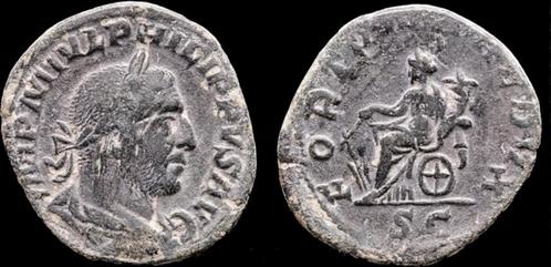 244-249ad Roman Philip I Ae sestertius Fortuna seated lef..., Postzegels en Munten, Munten | Europa | Niet-Euromunten, Verzenden