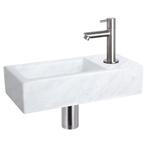 Fonteinset Differnz Helios 37.5x18.5x9.5 cm Marmer Wit Met, Ophalen of Verzenden, Nieuw, Chroom, Overige typen