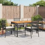 vidaXL 5-delige Tuinset met kussens poly rattan zwart, Tuin en Terras, Tuinsets en Loungesets, Verzenden, Nieuw, Rotan, Tuinset