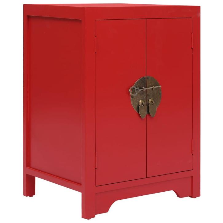 vidaXL Nachtkastje 38x28x52 cm paulowniahout rood, Huis en Inrichting, Slaapkamer | Nachtkastjes, Nieuw, Minder dan 45 cm, Hout