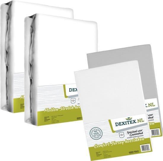 Textielpakket Queensbed/Eilandbed - 2 moltons en 2 jersey, Huis en Inrichting, Slaapkamer | Beddengoed, Wit, Nieuw, Verzenden