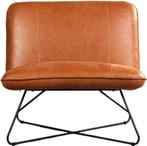 Leren brede design fauteuil zonder armleuning - Echt leer, I, Huis en Inrichting, Fauteuils, Nieuw, Ophalen of Verzenden, 75 tot 100 cm