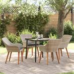 vidaXL Eetkamerset 5 pcs Lichtgrijs Poly riet, Verzenden, Nieuw, Rotan