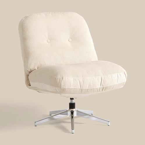 *WOONWINKEL* Retro Draaifauteuil Ribstof Creme, Huis en Inrichting, Fauteuils, Nieuw, Stof, Verzenden