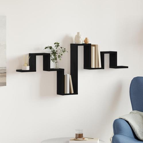 vidaXL Wandplank Zwart Eiken 104,5x10x43 cm Bewerkt Hout, Huis en Inrichting, Woonaccessoires | Wandplanken en Boekenplanken, Nieuw