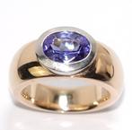Ring - 18 karaat Geel goud, Witgoud - 2.05ct. tw. Tanzaniet, Sieraden, Tassen en Uiterlijk, Ringen, Nieuw