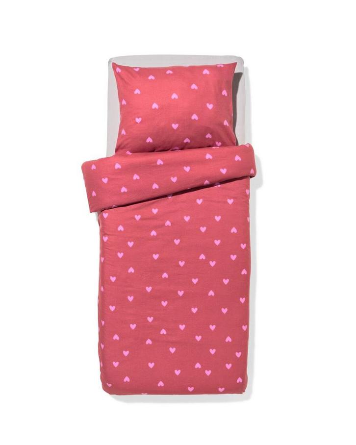 HEMA Kinderdekbedovertrek 140x200cm flanel hartjes, Huis en Inrichting, Slaapkamer | Beddengoed, Nieuw, Verzenden