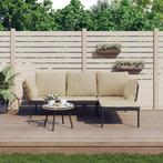 vidaXL 3-delige Loungeset met kussens poly rattan beige, Tuin en Terras, 3 zitplaatsen, Nieuw, Loungeset, Verzenden