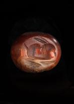 Sasanian Agate Stempelzegel met een zoomorfische figuur, Antiek en Kunst