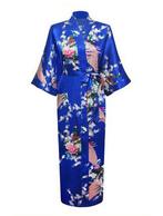 KIMU® Kimono Konings Blauw Maxi XL-XXL Yukata Satijn Lang La, Kleding | Dames, Ophalen of Verzenden, Nieuw, Maat 46/48 (XL) of groter