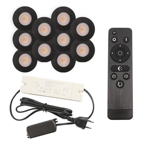 10 zwarte veranda inbouwspots Dico, IP65, incl. aansluitset, Tuin en Terras, Buitenverlichting, Nieuw, Ophalen of Verzenden