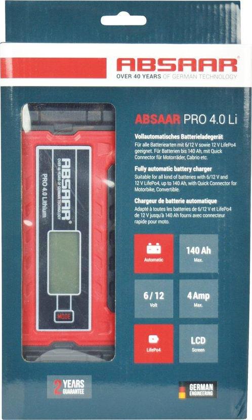 Absaar Acculader PRO 4.0 6V/12V 4A (Elektronica), Audio, Tv en Foto, Fotografie | Geheugenkaarten, Nieuw, Verzenden