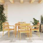 vidaXL 5-delige Tuinset massief teakhout, 4 zitplaatsen, Verzenden, Teakhout, Nieuw