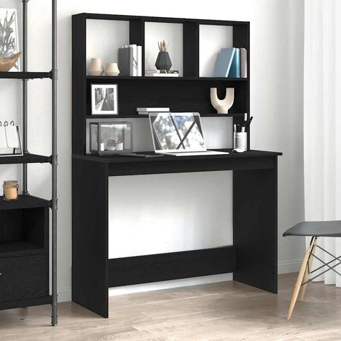 vidaXL Bureau met schappen 102x45x148 cm bewerkt hout zwart, Huis en Inrichting, Bureaus, Nieuw, Verzenden