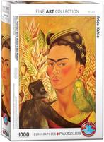 Frida Kahlo - Self Portrait with Monkey and Parrot Puzzel, Verzenden, Nieuw