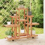 vidaXL Plantenstandaard met wielen 110x25x101 cm massief, Verzenden, Nieuw