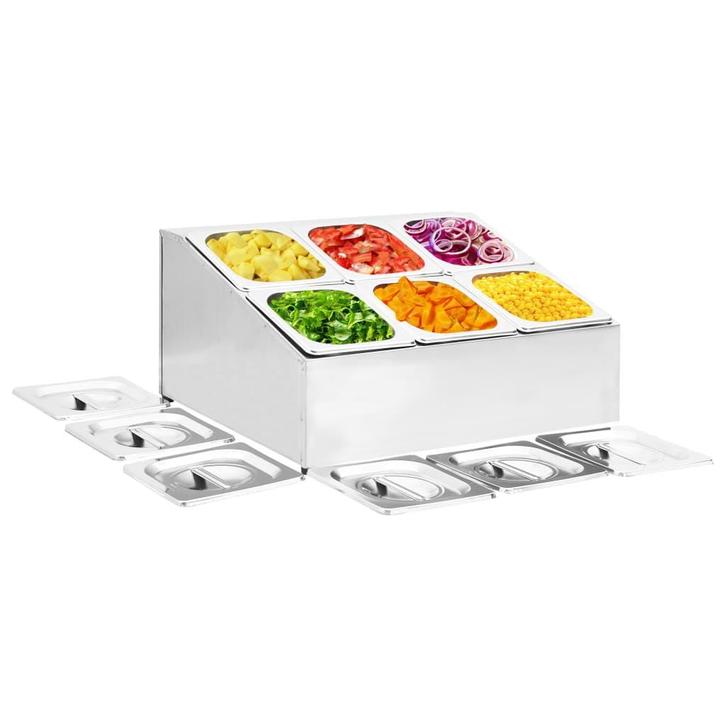 vidaXL Gastronormbakkenhouder met 6 GN 1/6 bakken roestvrij, Huis en Inrichting, Keuken | Keukenbenodigdheden, Nieuw, Verzenden