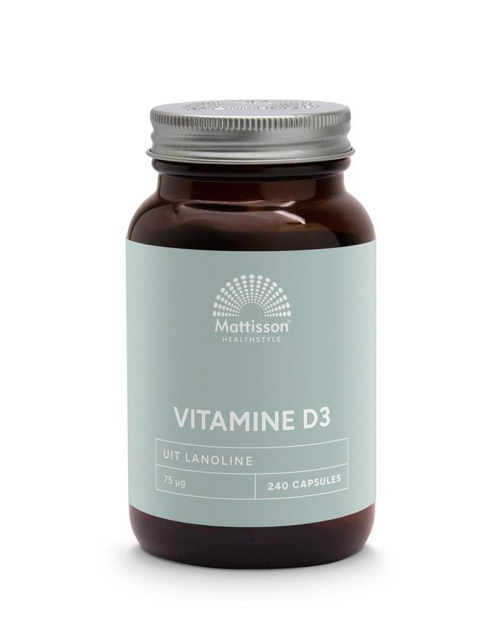 Mattisson Vitamine D3 75mcg 3000IE 240 Capsules, Sport en Fitness, Gezondheidsproducten en Wellness, Verzenden