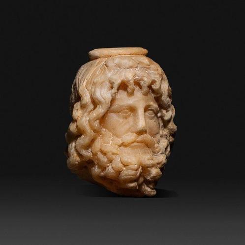Oud-Romeins Albast Serapis Hoofd. 1e - 2e eeuw na Christus., Verzamelen, Mineralen en Fossielen
