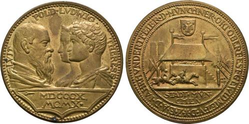 Brons medaille auf 100 Jahre Oktoberfest 1910 Muenchen St..., Postzegels en Munten, Penningen en Medailles, Verzenden
