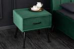 Retro nachtkastje SIXTIES 50cm bosgroen zwart/bruin fluwelen, Huis en Inrichting, Slaapkamer | Nachtkastjes, Ophalen of Verzenden