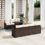 vidaXL 8-delige Tuinbankenset met kussens poly rattan bruin, Verzenden, Nieuw, Rotan