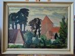 Mogens Kragh Pedersen (1913-1964) - Landschaft mit Kirche,, Antiek en Kunst