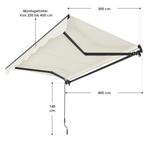 Zonnescherm / Luifel - 400 x 300 cm - Beige - Incl. Bevestig, Tuin en Terras, Zonneschermen, Verzenden, Nieuw