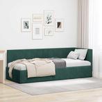 vidaXL Hoekbedframe met hoofdeinde Donkergroen 80 x 200 cm, Verzenden, Nieuw, Groen, Hout