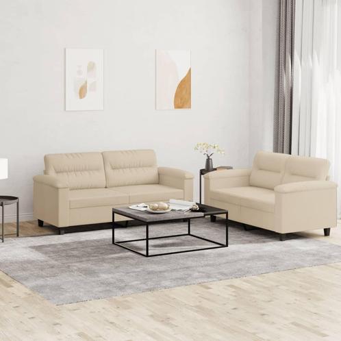 vidaXL 2-delige Loungeset met kussens microvezelstof, Huis en Inrichting, Banken | Bankstellen, Nieuw, Stof, Vierpersoons of meer