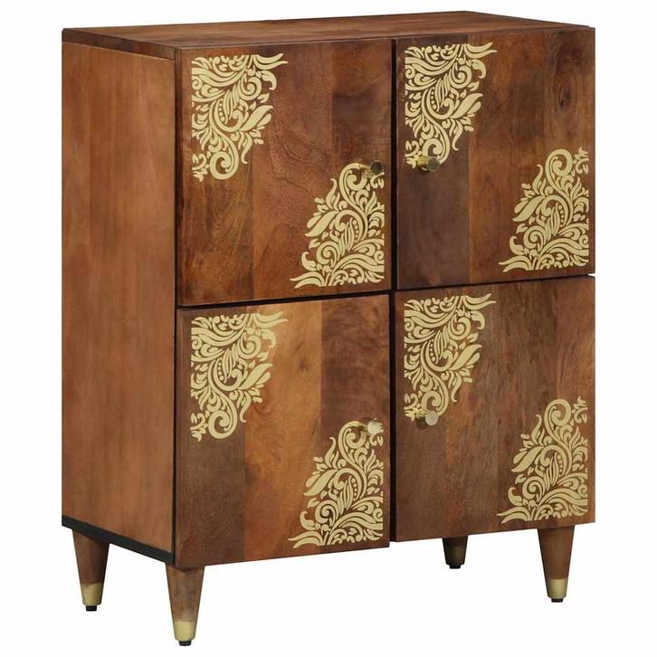 vidaXL Dressoir met plank Bruin 60 x 33 x 75 cm Massief, Huis en Inrichting, Woonaccessoires | Cd- en Dvd-rekken, Nieuw, Verzenden