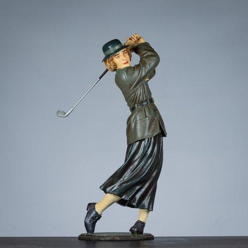 Beeldje - Lady golfspeler - Poly-resin, Antiek en Kunst, Curiosa en Brocante