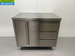 RVS Werkkast Kast Werktafel 2 klapdeuren en 3 laden 100 cm, Ophalen of Verzenden, Nieuw zonder verpakking