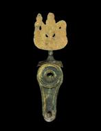 Oud-Romeins Brons Olielamp en reflector - Rome 1e eeuw na, Verzamelen