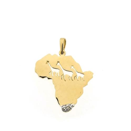 9 Krt. Hanger van afrika met diamantje (kettinghanger), Sieraden, Tassen en Uiterlijk, Antieke sieraden, Met edelsteen, Goud, Ophalen of Verzenden