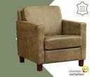 Leren fauteuil Smart - Kenia Olive (olijf) - Poten hout, Nieuw, Ophalen of Verzenden, Bohemian, Eigentijds, Modern, Retro, 50 tot 75 cm