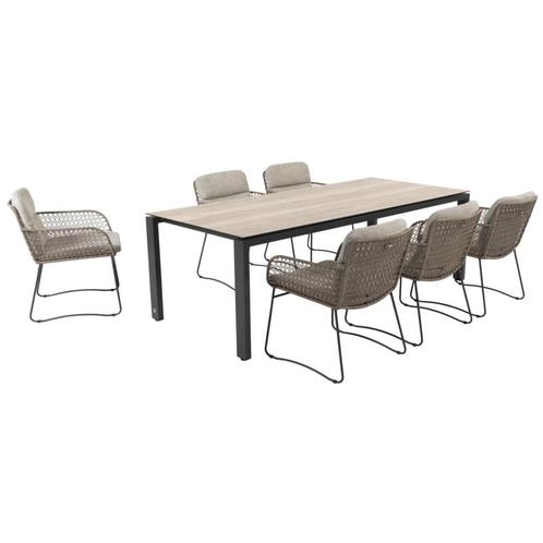 Goa Aprilla dining tuinset Pure 220x95xH75 cm 7 delig HPL, Tuin en Terras, Tuinsets en Loungesets, Nieuw, Ophalen of Verzenden
