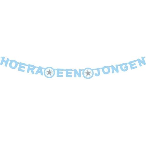 Geboorte Letterslinger Hoera Een Jongen 1,85m, Hobby en Vrije tijd, Feestartikelen, Nieuw, Verzenden