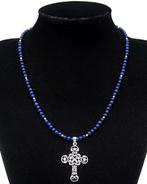 Lapis lazuli - Zilver, Beschermkettetje - Heilige Kruis -