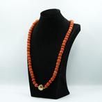 Halsketting - 14 karaat Geel goud Bloedkoraal, Sieraden, Tassen en Uiterlijk, Kettingen, Nieuw