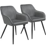 Stoel Marilyn, fluweeloptiek, gestikt - grijs / zwart, Set v, Huis en Inrichting, Stoelen, Verzenden, Nieuw