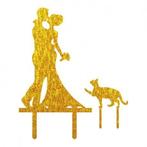 Bruidstaart topping bruidspaar met kat of hond zwart of goud, Hobby en Vrije tijd, Feestartikelen, Verzenden, Nieuw, Feestartikel