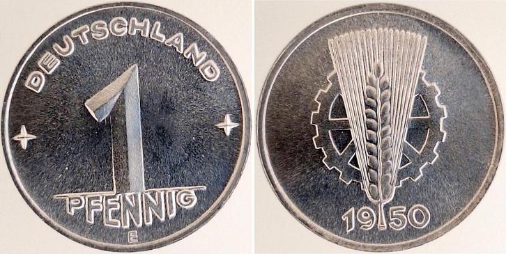 Duitsland 1 Pfennig 1950e Ddr stgl feinst ! aluminium, Postzegels en Munten, Munten | Europa | Niet-Euromunten, Verzenden
