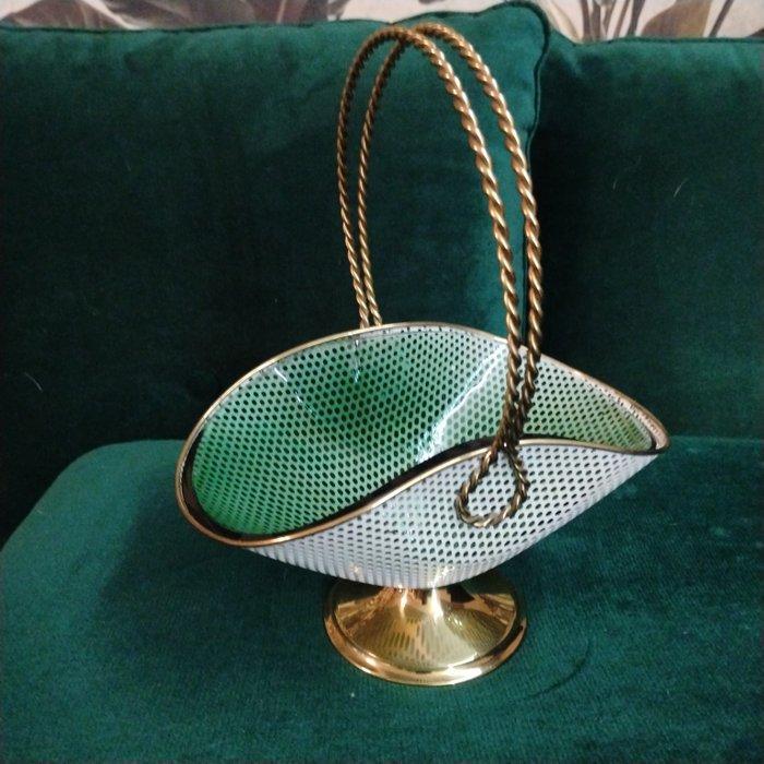Kom op een voet (2) - Glas, Messing - zeldzaamheid, Antiek en Kunst, Curiosa en Brocante