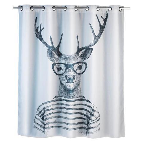 WENKO Douchegordijn Mr. Deer Hoogte 180 cm, Huis en Inrichting, Badkamer | Badtextiel en Accessoires, Nieuw, Verzenden
